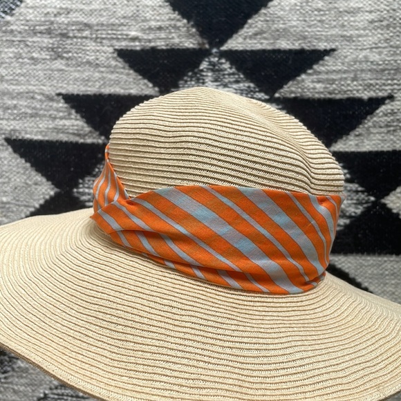 Uniqlo Accessories - Uniqlo | Marimekko Women's Sun Hat with Orange & Grey Stripe Fabric Band